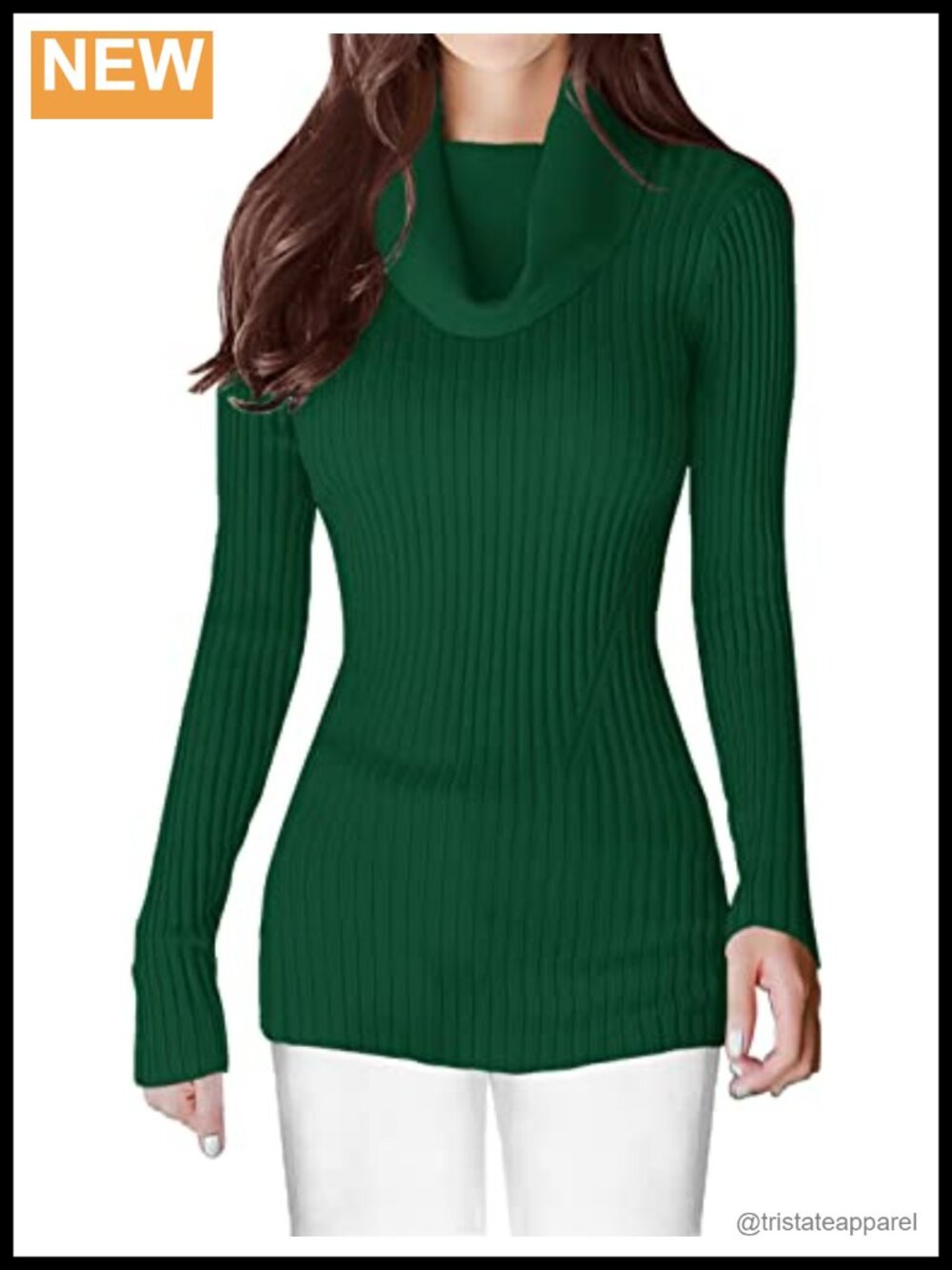 Viscose Nylon Ribbed Cowl Neck Long Sleeve Slim Fit Bodycon Sweater Women